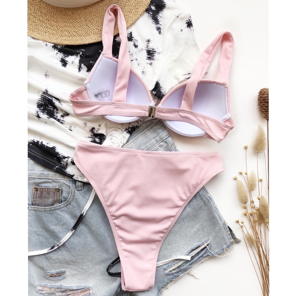 🆕Baby Pink Shell Top Bathing Suit Bikini Set - Picture 3 of 3